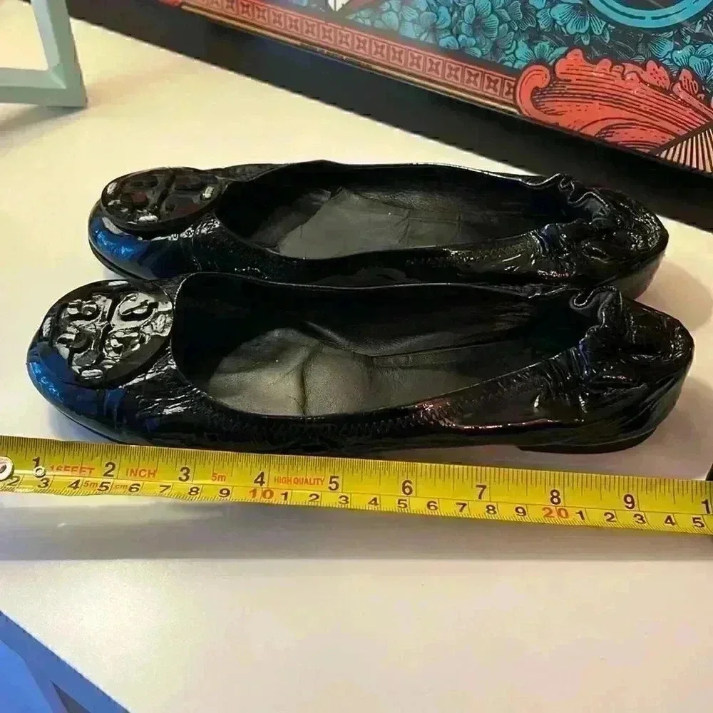 Tory Burch Black Patent Leather Ballet Flats-Sz Unknown